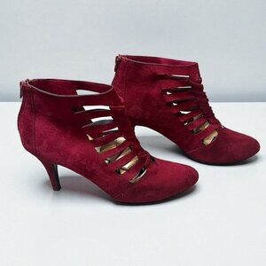 Impo Sasha Cage Faux Suede Burgundy Heels Cutout Stiletto Heel Size 10